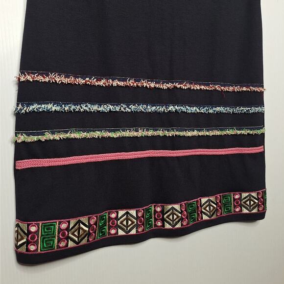 Desigual Sleeveless Jersey Shift Dress Cowl Neck Embroidered M/L Artsy Boho - Picture 6 of 14